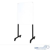 Whiteboardtavle Glas Hvid Magnetisk på sort flytbar stander 100x200 cm